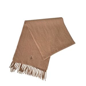 Polo Ralph Lauren Tan Lambswool Muffler Scarf Fringed Unisex